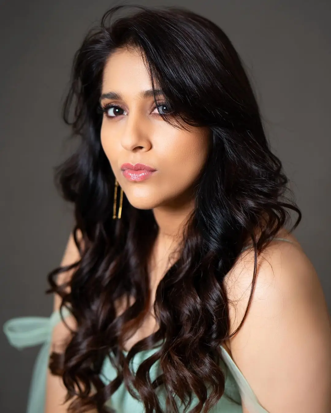 Rashmi Gautam Long Hair Green Gown